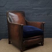 French leather club chair normandy model c1910-1930