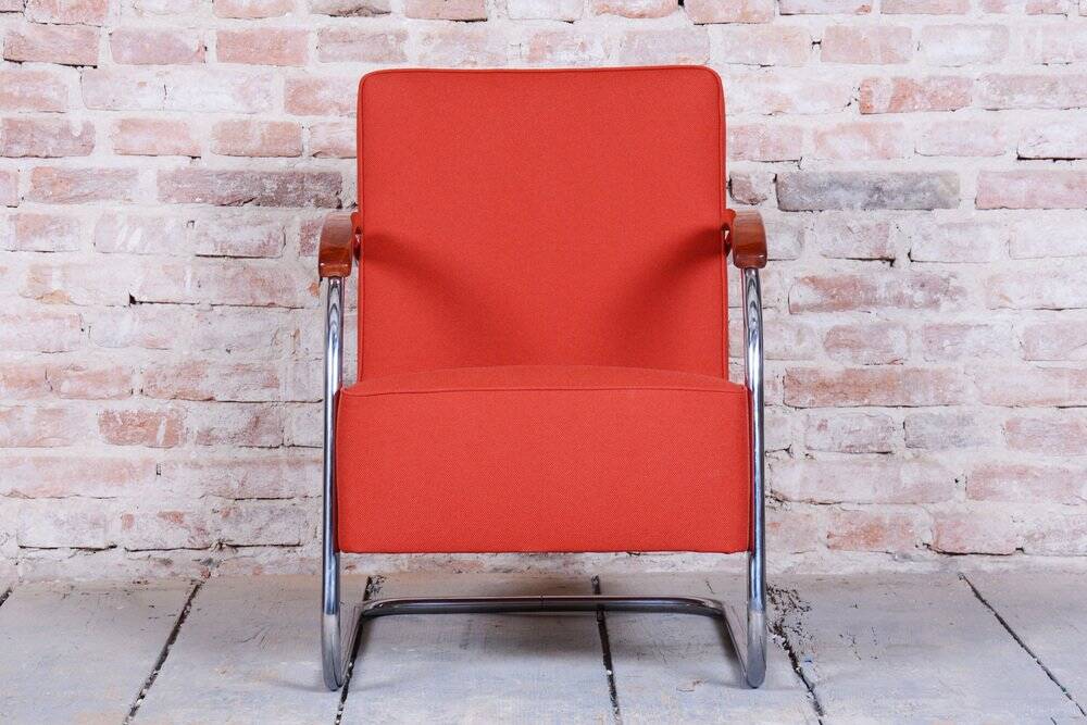 Bauhaus Armchairs in Beech & Chrome attributed to Mücke-Melder, Czech, 1930s, Set of 2
