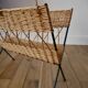 Magazine rack in rattan and black metal 70s design