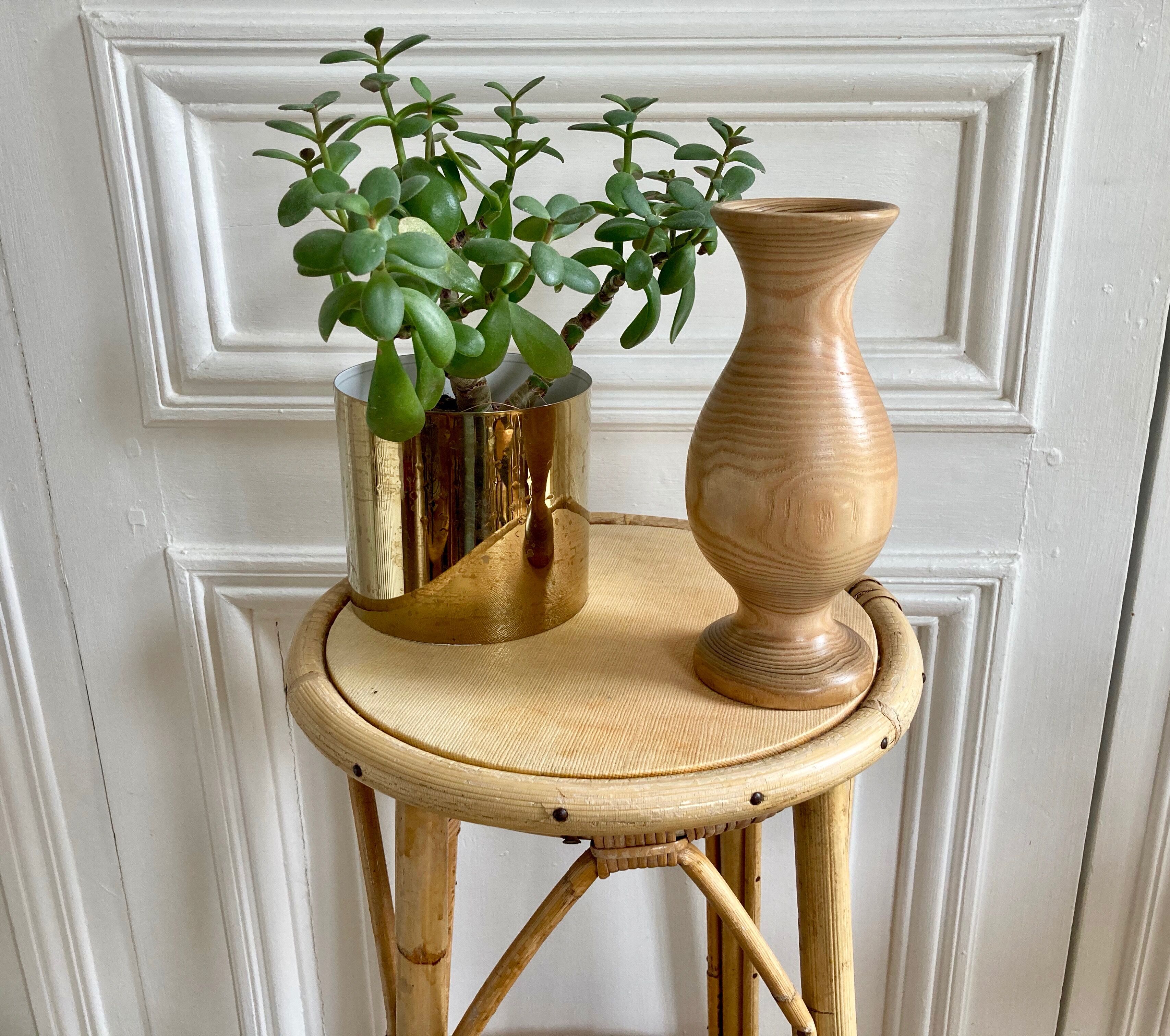 Matte turned wooden vase