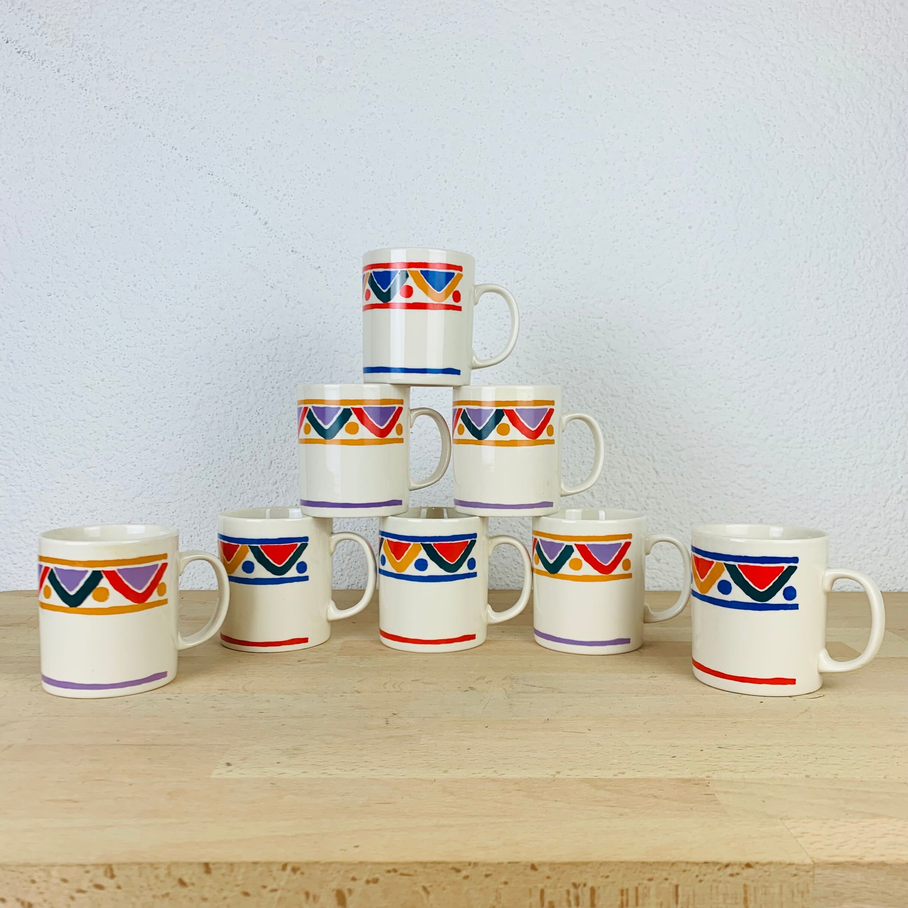 8 vintage ethnic pattern mugs