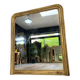 Louis-Philippe mantel mirror 133cm/115.5cm beaded gilded with gold leaf geometric decoration, late 19th century, heavily pitted and scratched glass, parquet on the back.