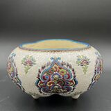 Late 19th century glazed earthenware planter, Longwy enamel style - 648003
