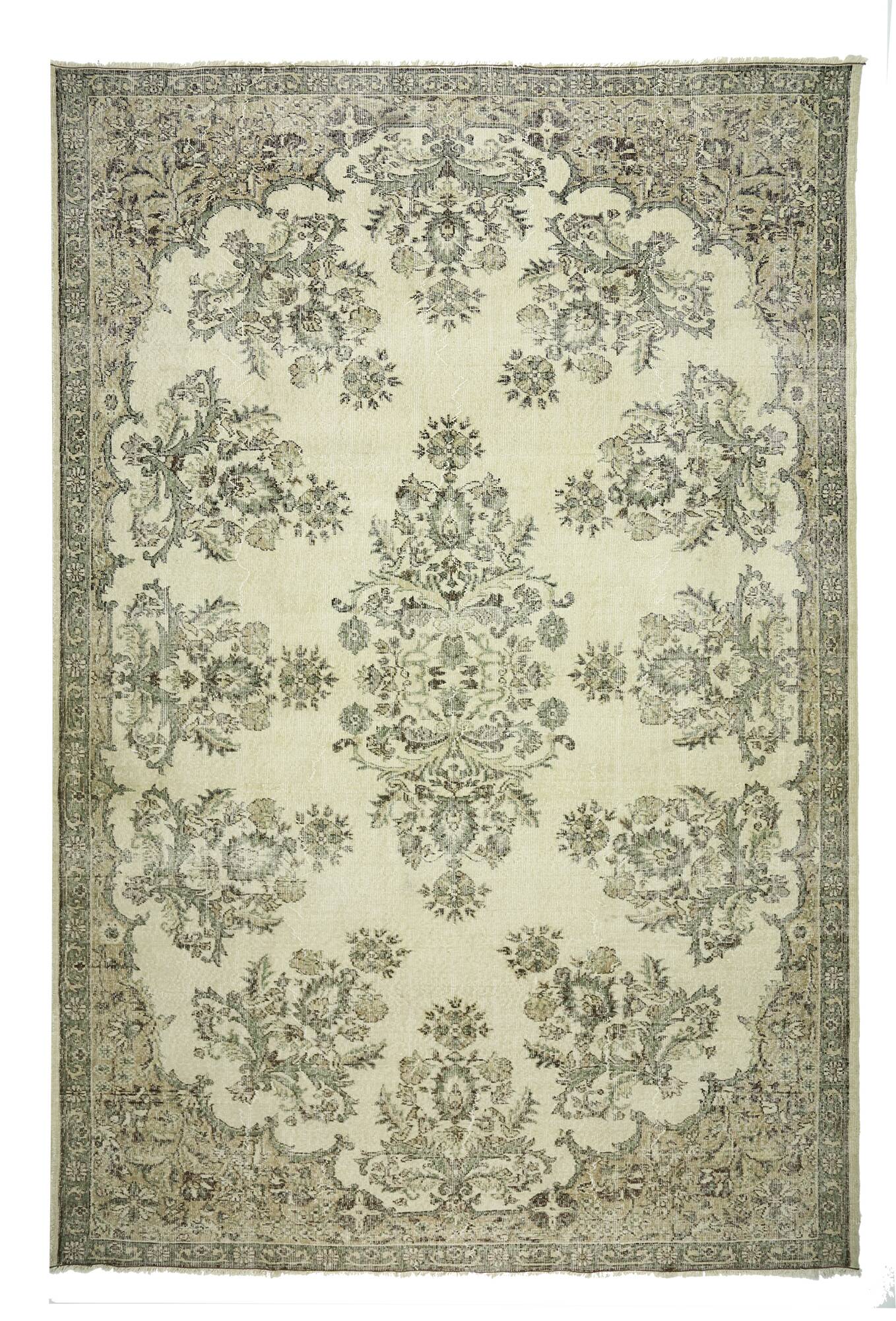 One-of-a-kind turkish handwoven vintage rug - rustic vintage charm 346x 239 cm