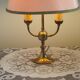 2 Light French Vintage Brass Boulotte Table Lamp With Cream Fabric Shade