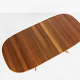 Table ovale danoise en teck avec 2 extensions