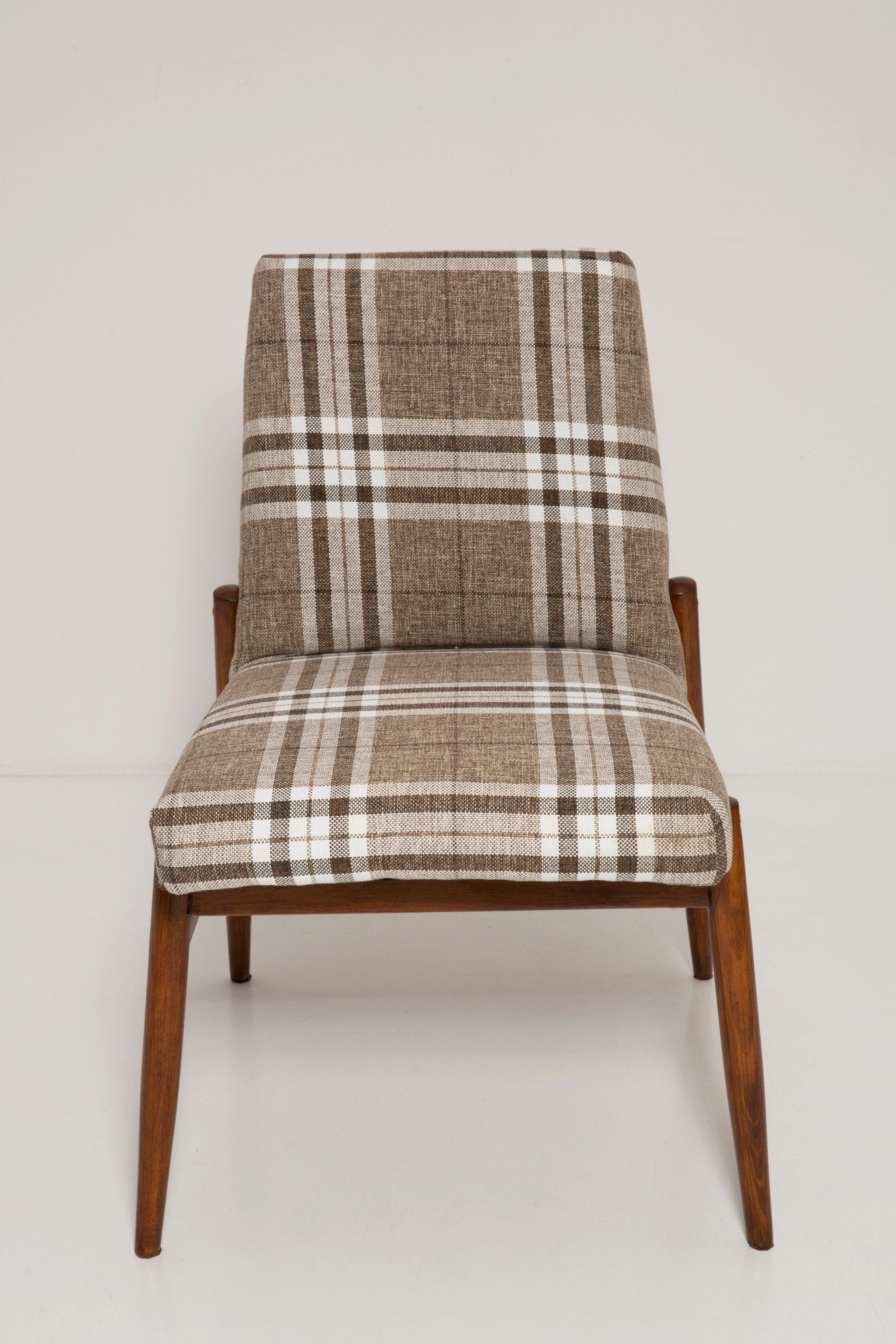 Beige checked fabric armchair, type 300-227, Europe, 1960s