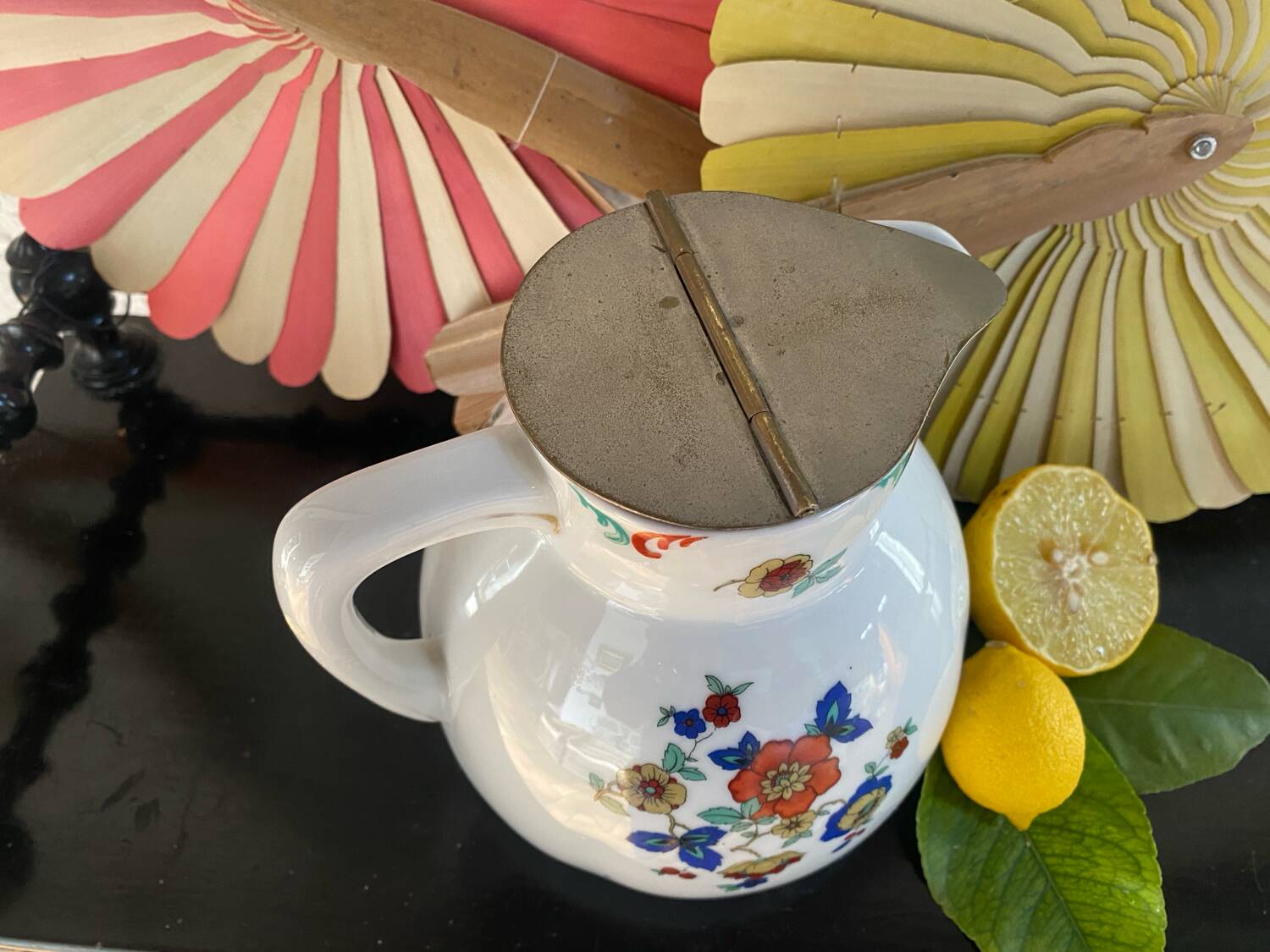 Vintage porcelain jug with lid