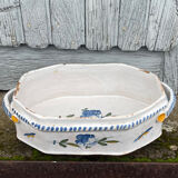 Rouen earthenware planter/cooler with flowers and foliage, 18th century