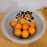 Saladier en grès pyrité fleurs oranges