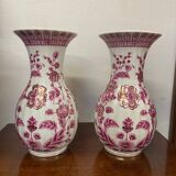 Paire de vases motif chinois rose porcelaine italienne annees 70 signes fg