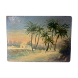 Old painting, orientalist landscape, signed, XX century