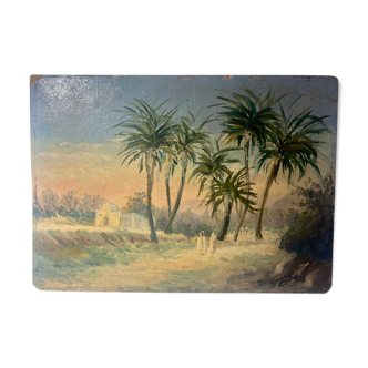 Old painting, orientalist landscape, signed, XX century