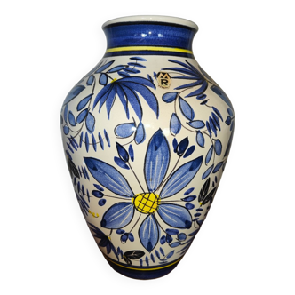 Vase en céramique Allemande handgemalt décor de fleurs