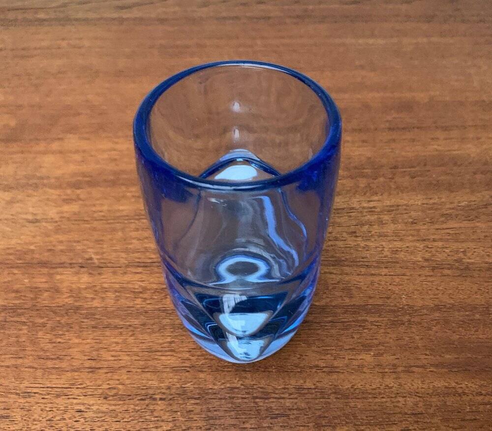 Blue glass vase model 20064 in Mid-Century style by Vladislav Urban for Hermanova Hut, 1960s.