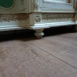 Italian hand-painted Console Table with Mirror and floral painting