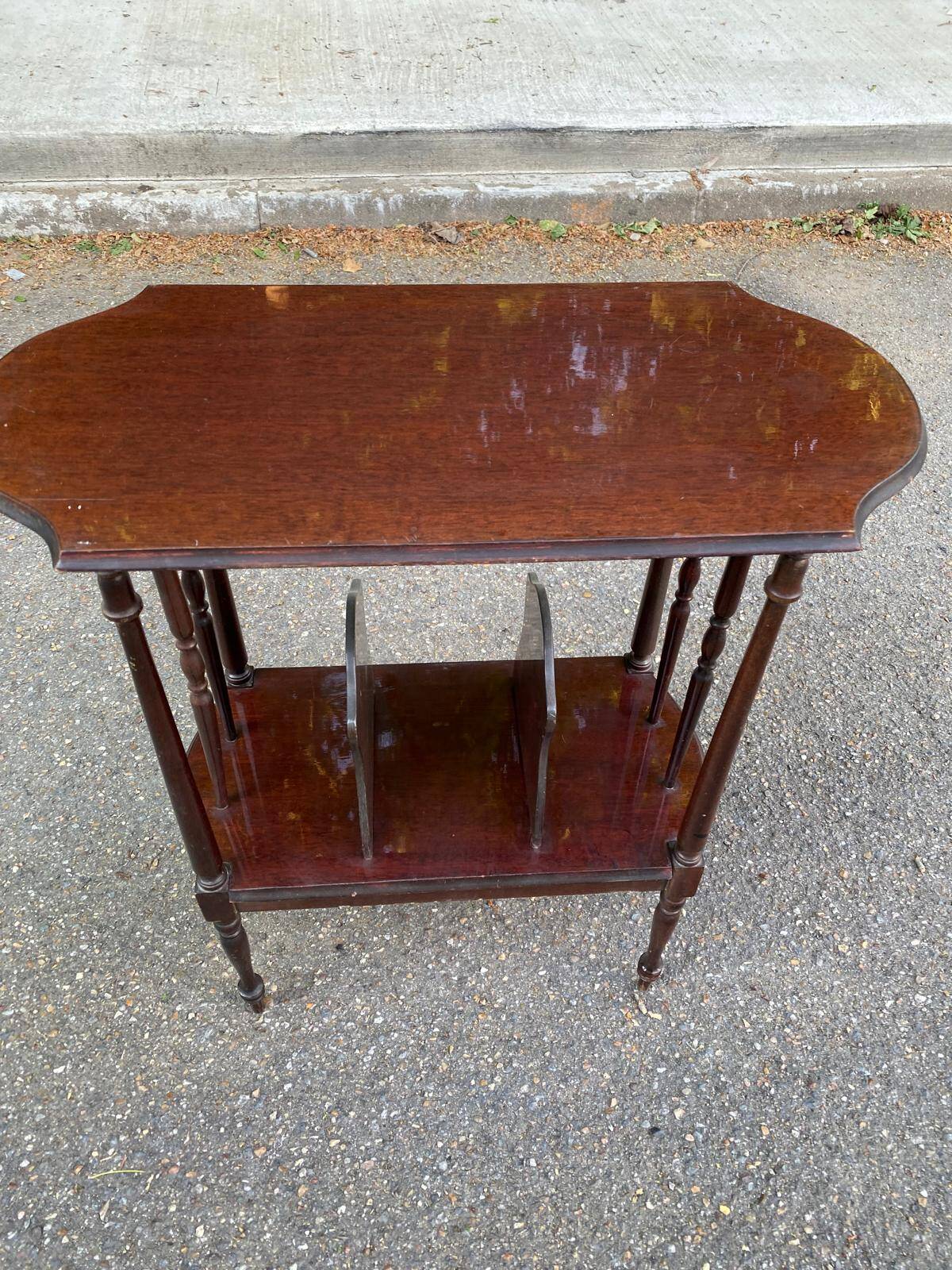 Vinyl or sheet music storage unit, wooden side table with bars
