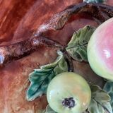 Ceramic flat polychrome slip circa 1900 decorated with apple trees