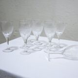 Series of 10 vintage crystal water glasses