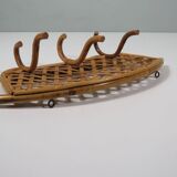 Porte-manteau mural vintage en bambou , Italie 1960-1970