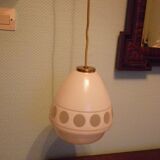 Space age style pendant lamp in opaque glass and granite