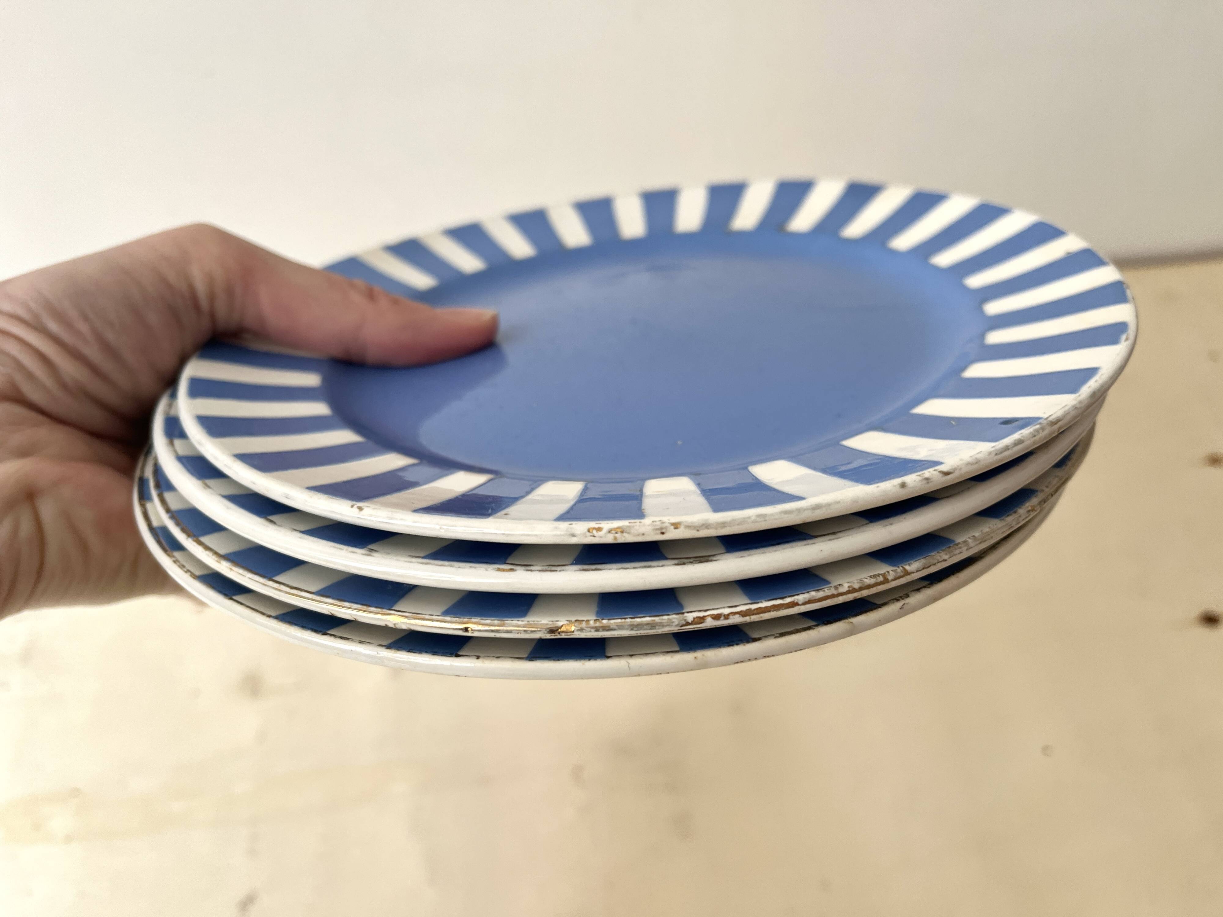Set of 4 fox trott sarreguemines art deco dessert plates 1930