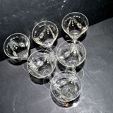 Set of 6 Roemer wine glasses Crystal flutes engraved garland 1900