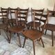 Set of 8 vintage chairs 1960 in beech compass feet