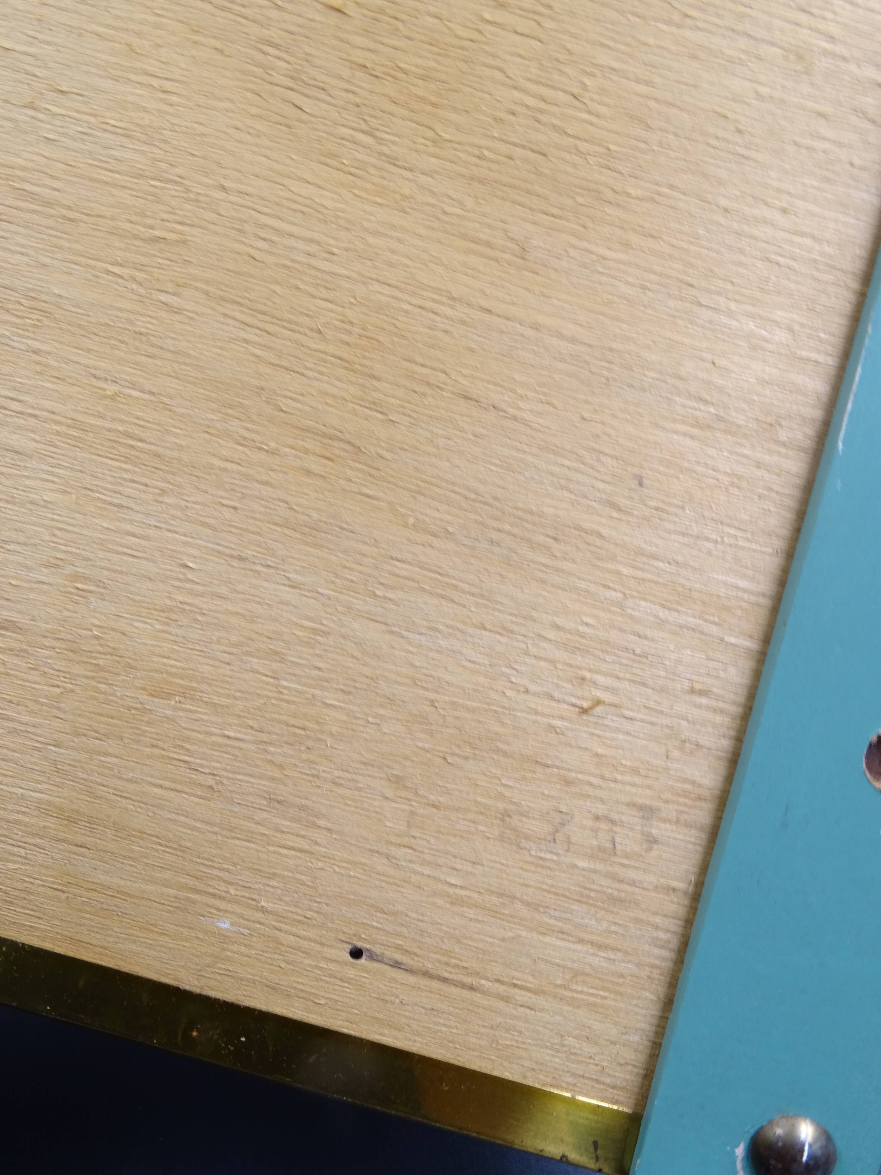 Small wooden metal top and mirror around 1950