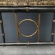 Antique black and gold faux bamboo fireplace screen