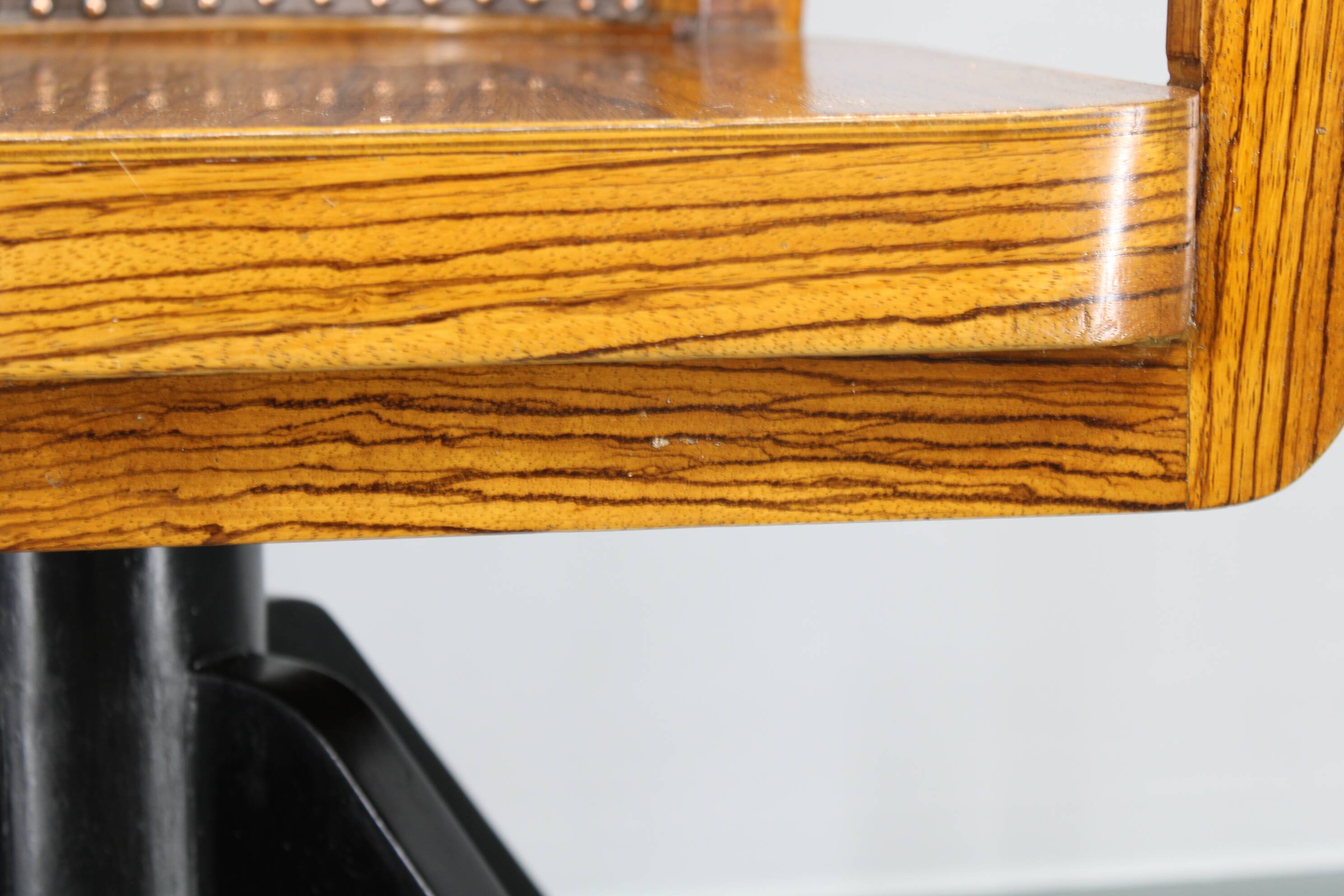 1930s Restored Art Deco Wooden Swivel Office Armchair