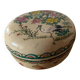 Japanese covered Satsuma ceramic box – heron and flowers decoration – signed