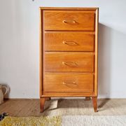 Vintage 1950s wooden chest of drawers – 4 drawers – tapered legs