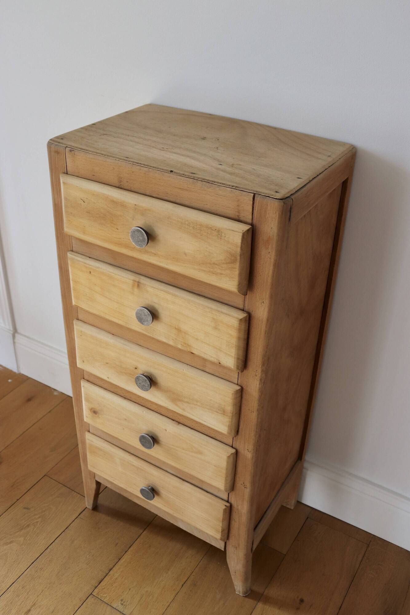 Raw wood chest of drawers
