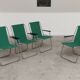 Set of 4 folding chairs with green canvas and aluminum frame