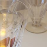 4 old conical liquor glasses cut with 10 flat ribs with faceted sides