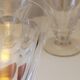 4 old conical liquor glasses cut with 10 flat ribs with faceted sides