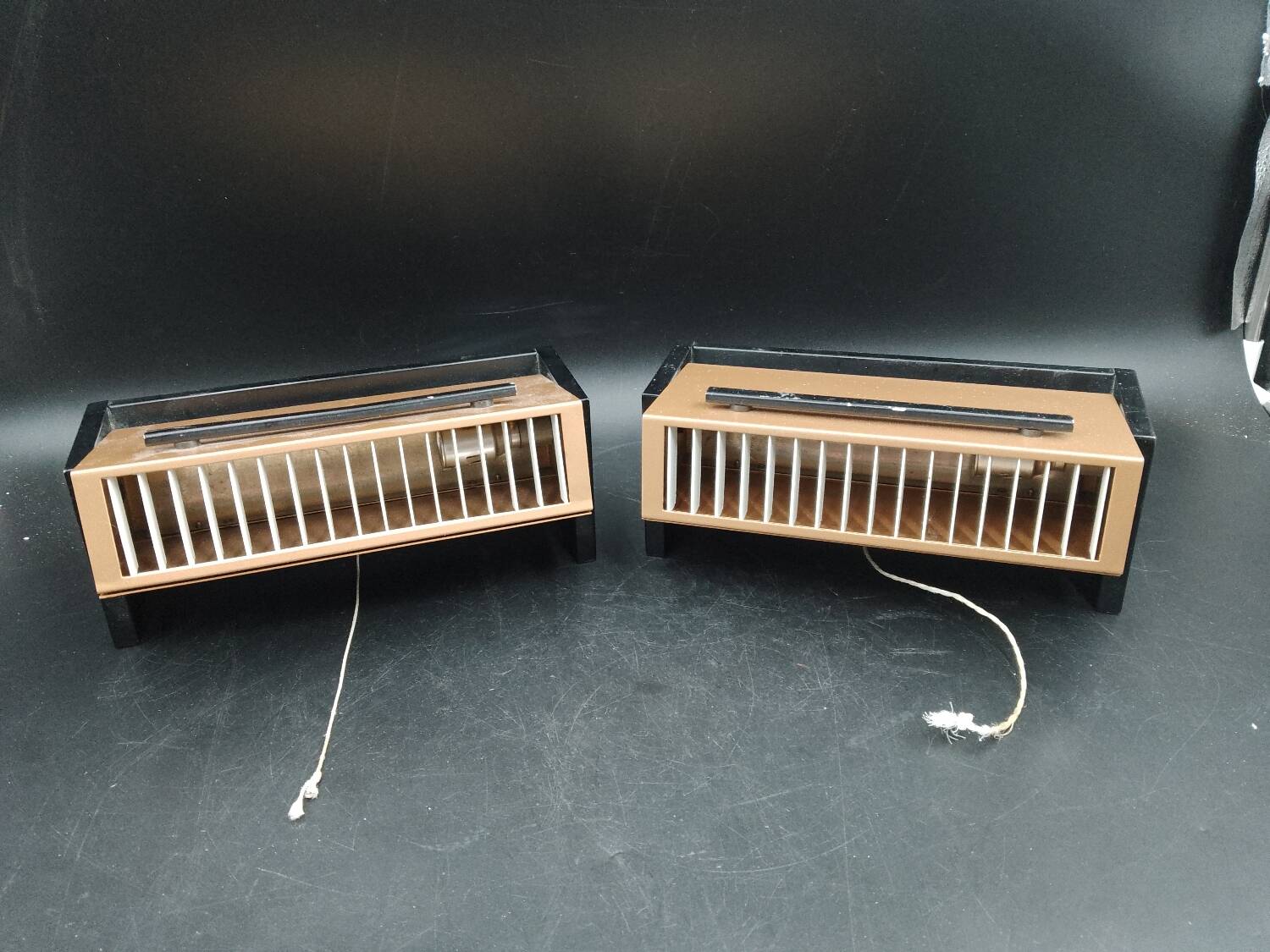 Pair of metal and brass bedside wall lights by Paul Neuhaus, Germany, 1950s Bauhaus