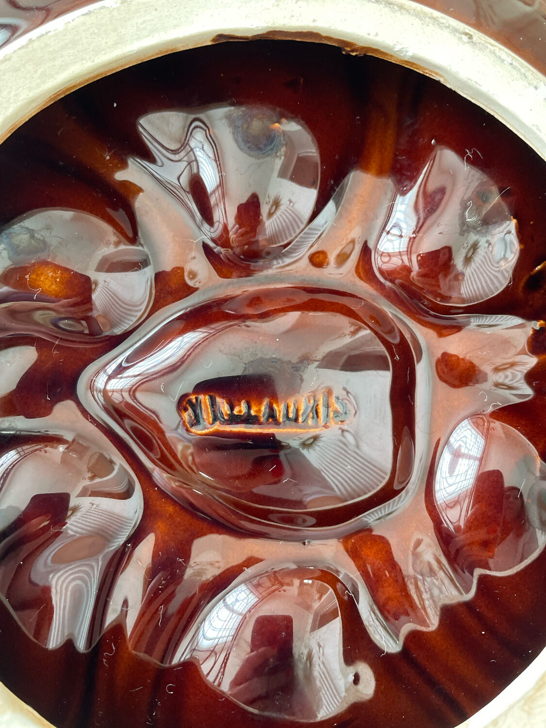 Set of 5 vintage Vallauris oyster plates