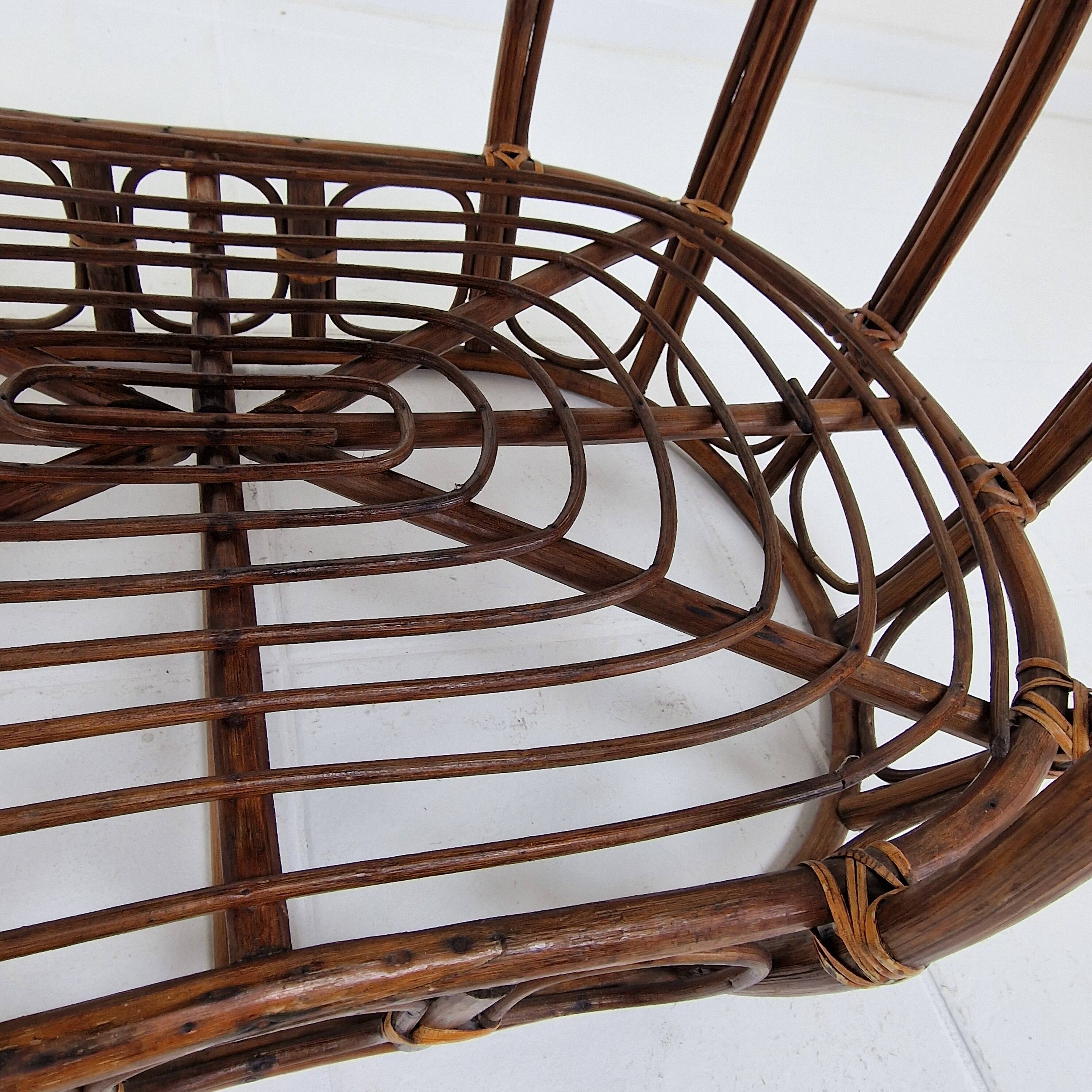 Italian Wicker and Rattan Coffee Table, 1970s
