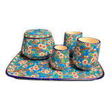 Longwy, cherry blossom glazed earthenware smoking set, early 20th century