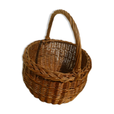 Panier  rond en osier vintage