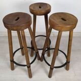 3 brutalist bar stools