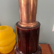 Pied de lampe en céramique et laiton années 70
