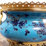 Planter in glazed porcelain and gilded bronze late nineteenth