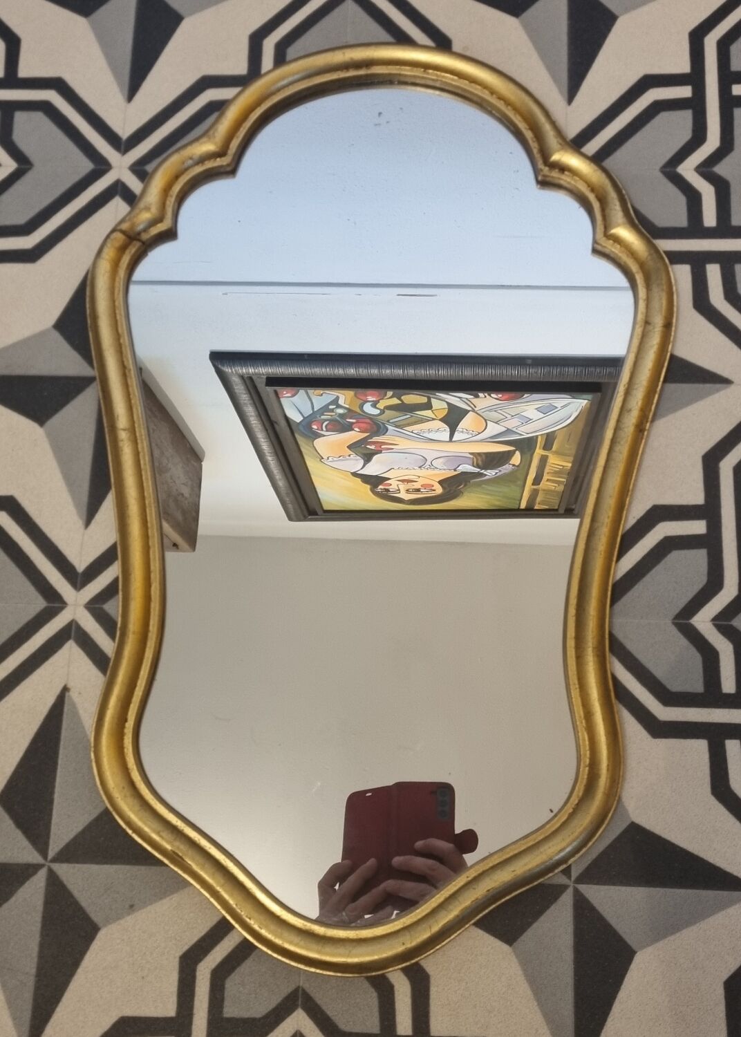 Batoque mirror in gilded wood 65 x 42 cm