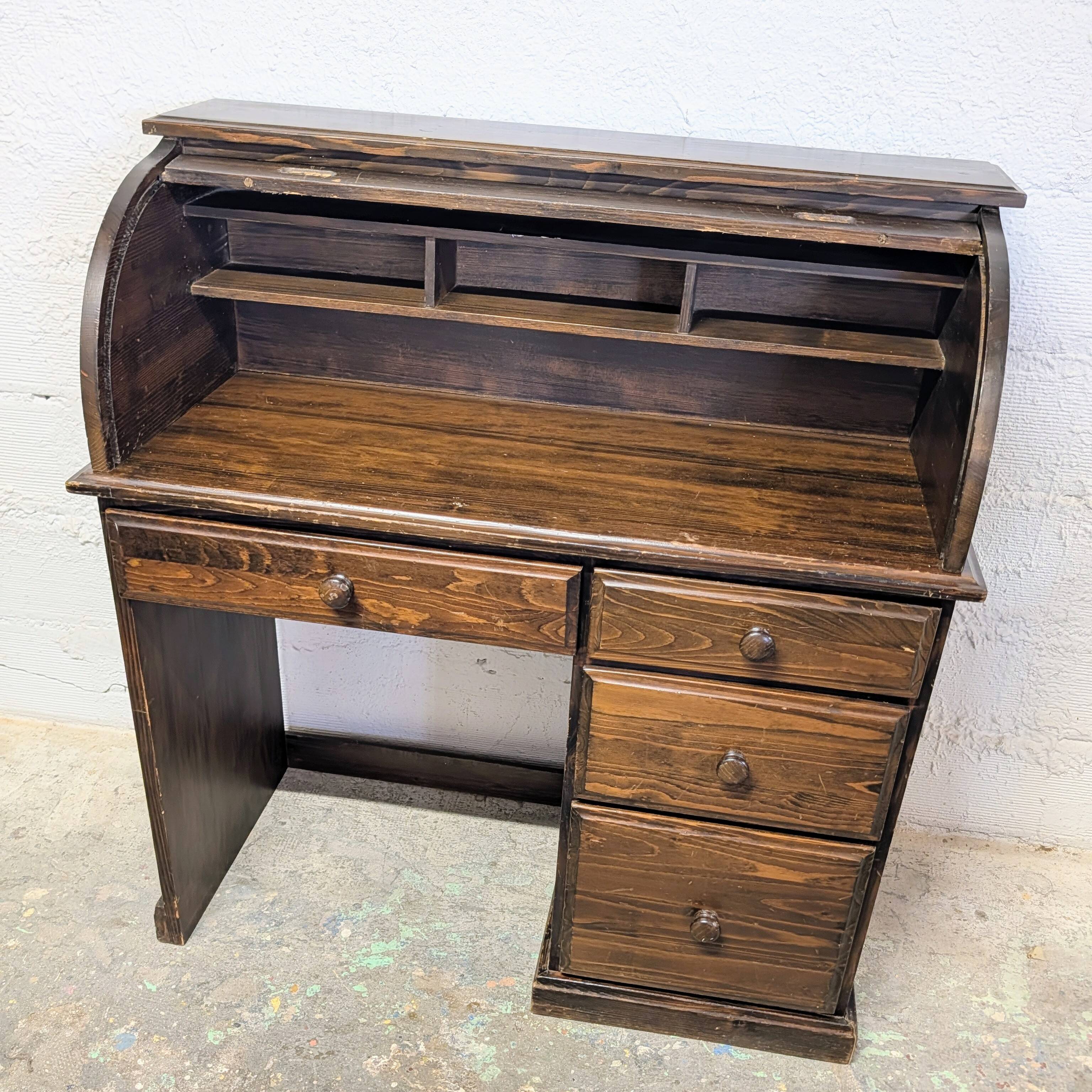 Bureau à cylindre en bois vintage