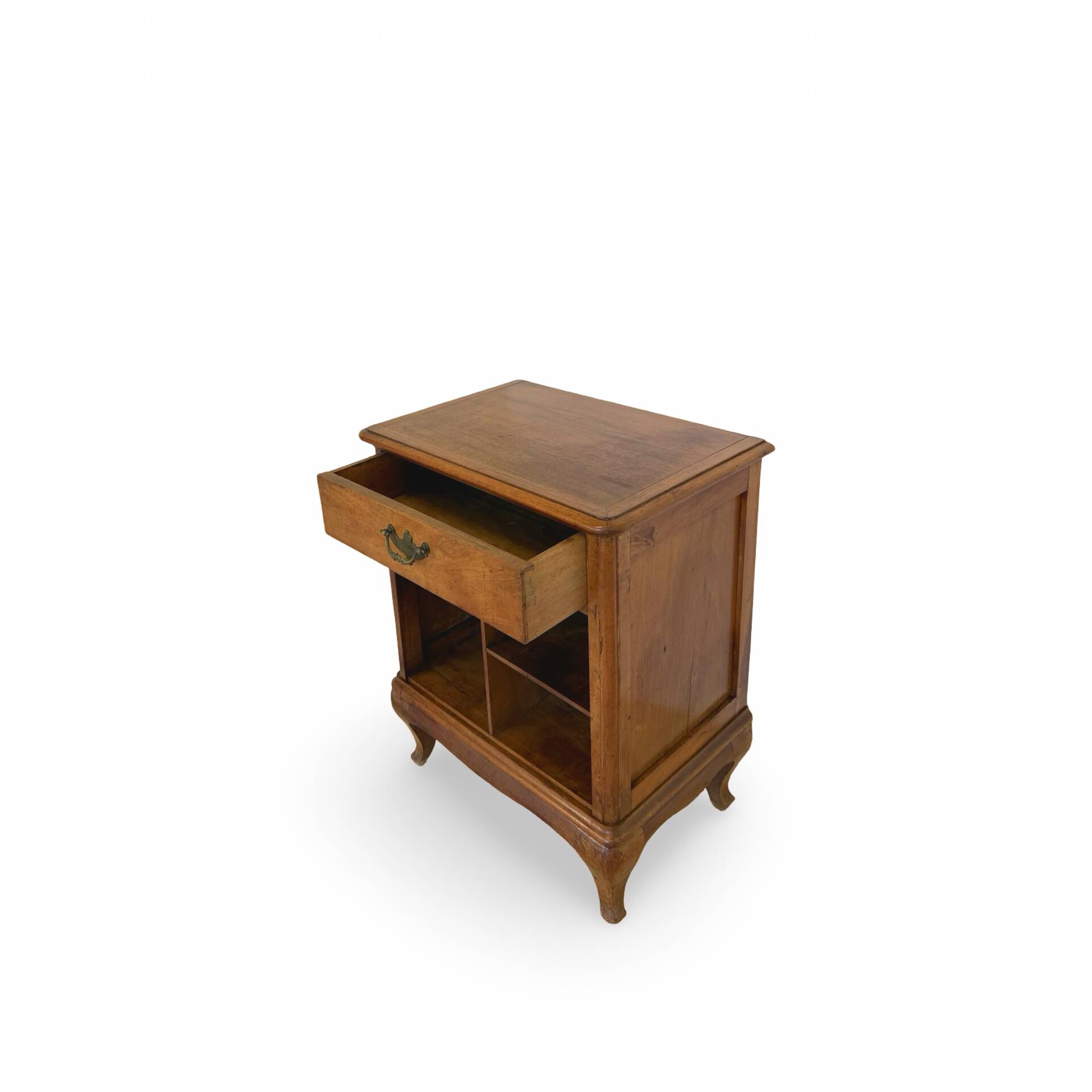 Antique Italian bedside table in solid walnut, 1920s/1930s