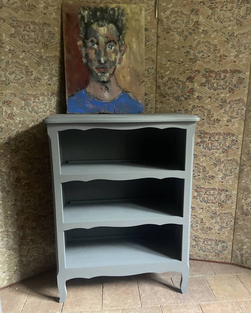 Bibus beech bookcase renovated in gray