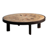 Table basse de Roger Capron, design ovale, France, années 1960